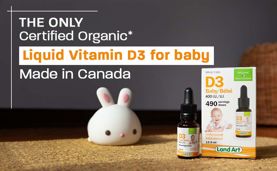 the only certified organic liquid vitamin D3 for baby for babies made in Canada vitamin d drops